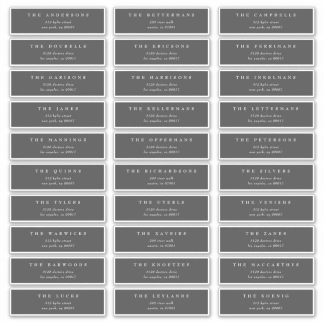 Traditional Dark Grey individual wedding address (Front)
