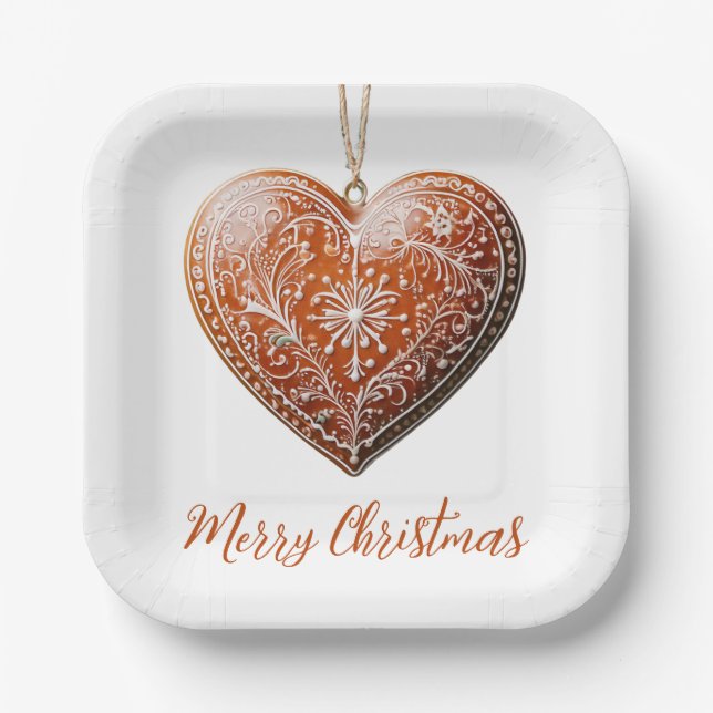 Traditional Decorated Christmas Cookie Holiday Paper Plate (Front)