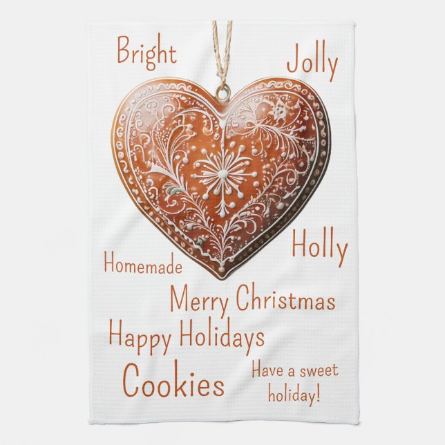 Traditional Decorated Christmas Cookie  Kitchen Towel (Vertical)