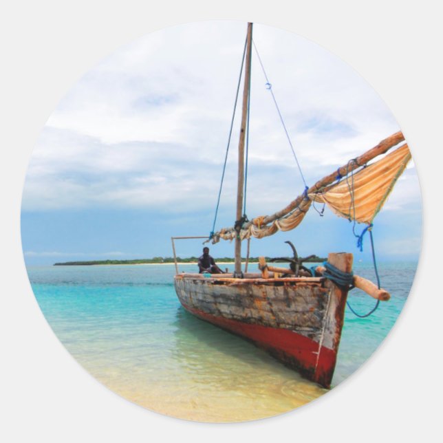 Traditional Dhow, Zanzibar, Tanzania Classic Round Sticker (Front)