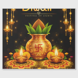 Traditional Diwali Kalash and Diyas Festival Desig Wrapping Paper