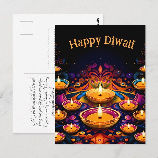 Traditional Diwali with Diyas Postcard (Front/Back)