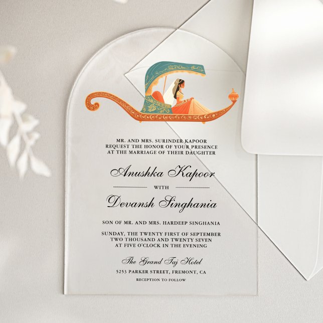 Traditional Doli Indian Bride Wedding Acrylic Invitations (Creator Uploaded)