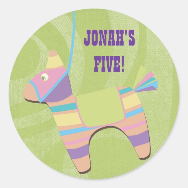 Traditional Donkey Fiesta Pinata Kids Birthday Classic Round Sticker (Front)