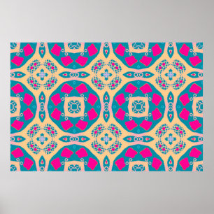 Traditional drawing. Repeat Peruvian Patchwork. Ti Poster
