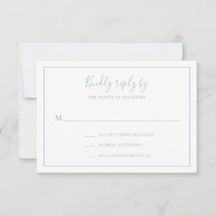 Traditional Dusty Blue Elegant Wedding RSVP Card