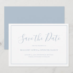 Traditional Dusty Blue Elegant Wedding Save The Date