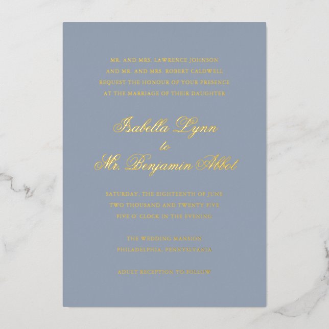 Traditional Dusty Blue Formal Elegant Wedding (Front)