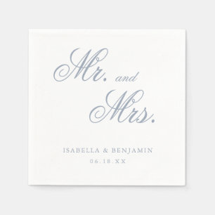 Traditional Dusty Blue Formal Elegant Wedding Napkin