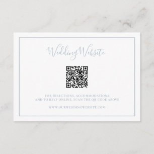 Traditional Dusty Blue QR Code Elegant Wedding Enclosure Card