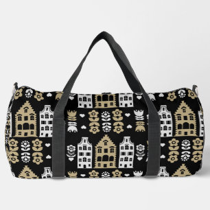 Traditional Dutch Folk Art Print Duffle Bag