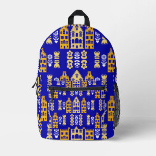 Traditional Dutch Folk Art Print Printed Backpack