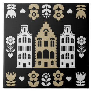 Traditional Dutch Folk Art Print Tile