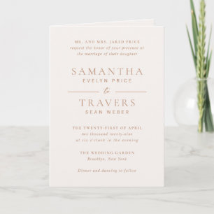 Traditional Earthy Neutral Elegant Wedding Invitation