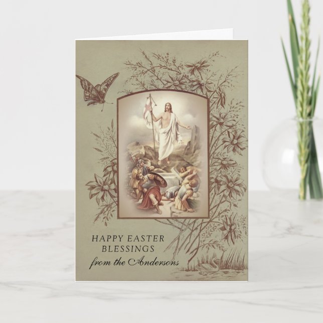 Traditional Easter Religious Blessings Prayer  Holiday Card (Front)