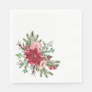 Traditional Elegant Christmas Poinsettia Lunch Napkin