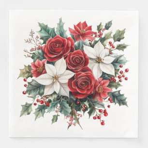 Traditional Elegant Christmas Poinsettia  Napkin