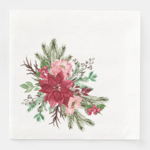 Traditional Elegant Christmas Poinsettia Napkin