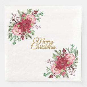Traditional Elegant Christmas Poinsettia Napkin