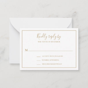 Traditional Elegant Gold Wedding Mini RSVP Card