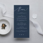 Traditional Elegant Navy Blue Calligraphy Menu<br><div class="desc">slim menu to match the collection
*if you would like more paper options this design can be transferred to a slim program
*or for more help contact me</div>