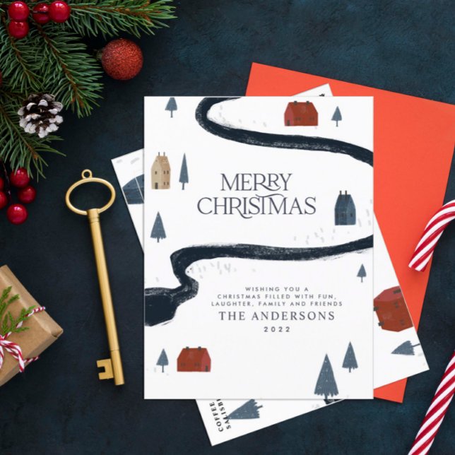 Traditional elegant rustic winter snow Christmas Holiday Postcard (Creator Uploaded)