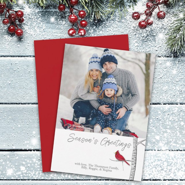 Traditional Elegant Season's Greeting's Cardinal   Holiday Card (Creator Uploaded)