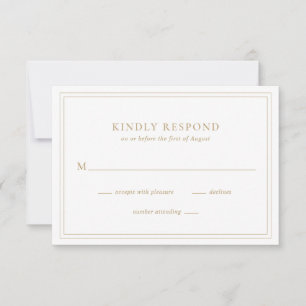 Traditional Elegant Simple Gold Wedding RSVP Card