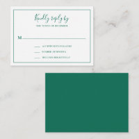 Traditional Emerald Green Mini Wedding RSVP Card