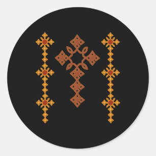 Traditional Ethiopian Cross Ethiopian Cross Classic Round Sticker