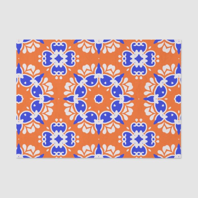 Traditional Ethnic Folk Print Mosaic Motif Pattern Tissue Paper (Front)