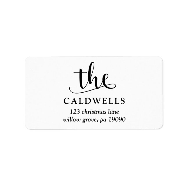 Traditional Family Calligraphy White Christmas Label (Front)