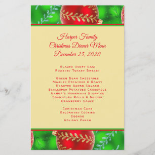 Traditional Family Christmas Dinner Menu Template