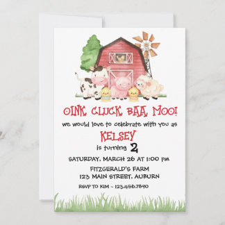 Traditional Farm Theme Birthday Invitation