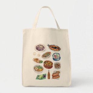Traditional Filipino Food in Watercolor Pinoy Tote Bag