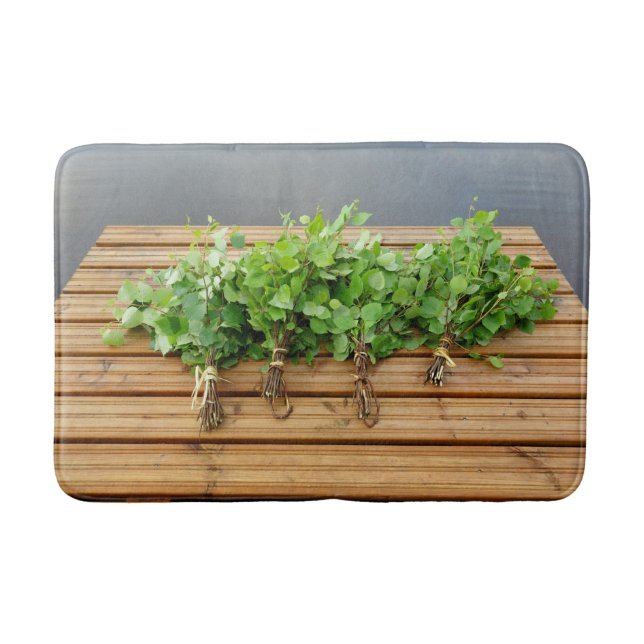 Traditional Finnish bath whisks on a jetty Mat (Front)