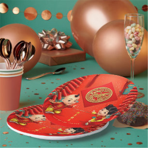 Traditional firecrackers Chinese Horse Year PPP Paper Plate