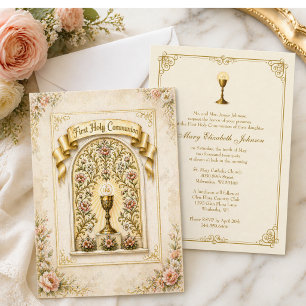 Traditional First Holy Communion Chalice Invitation