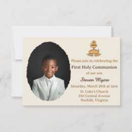 Traditional First Holy Communion Photo Invitation