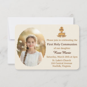 Traditional First Holy Communion Photo Invitation
