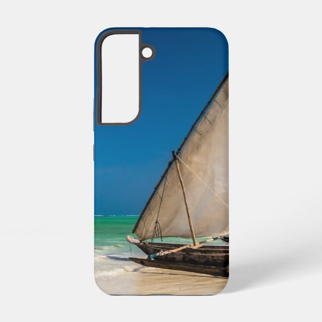 Traditional fishing boat on the beach samsung galaxy s22 case (Back)