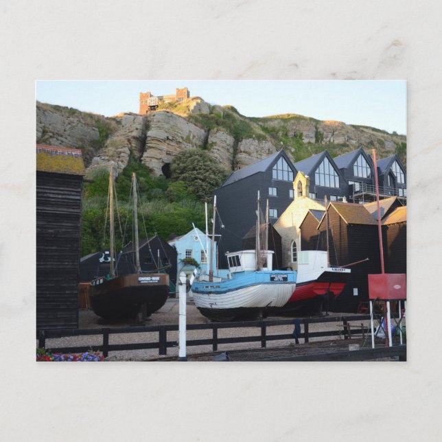 Traditional Fishing Boats And Fishermens' Huts Postcard (Front)