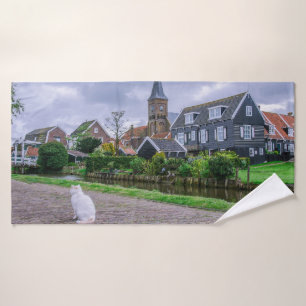 Traditional fishing village Marken in Netherlands Bath Towel