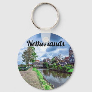 Traditional fishing village Marken, Netherlands Keychain
