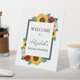 Traditional Floral Bridal Shower Pedestal Sign