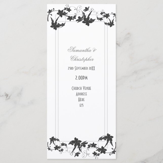 Traditional floral church wedding program (Front)