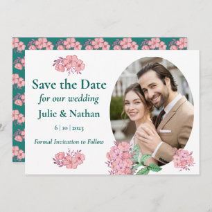 Traditional Floral Design Flat Save The Date Card