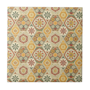 Traditional Floral Mediterranean Majolica Pattern Tile