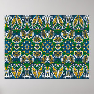 Traditional floral ornament, seamless pattern with poster
