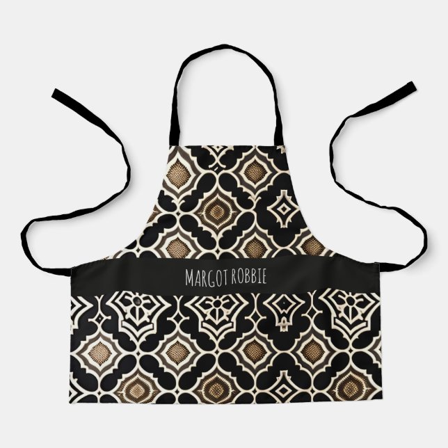 Traditional Flowers in Rhombus Floral Pattern Apron (Front)